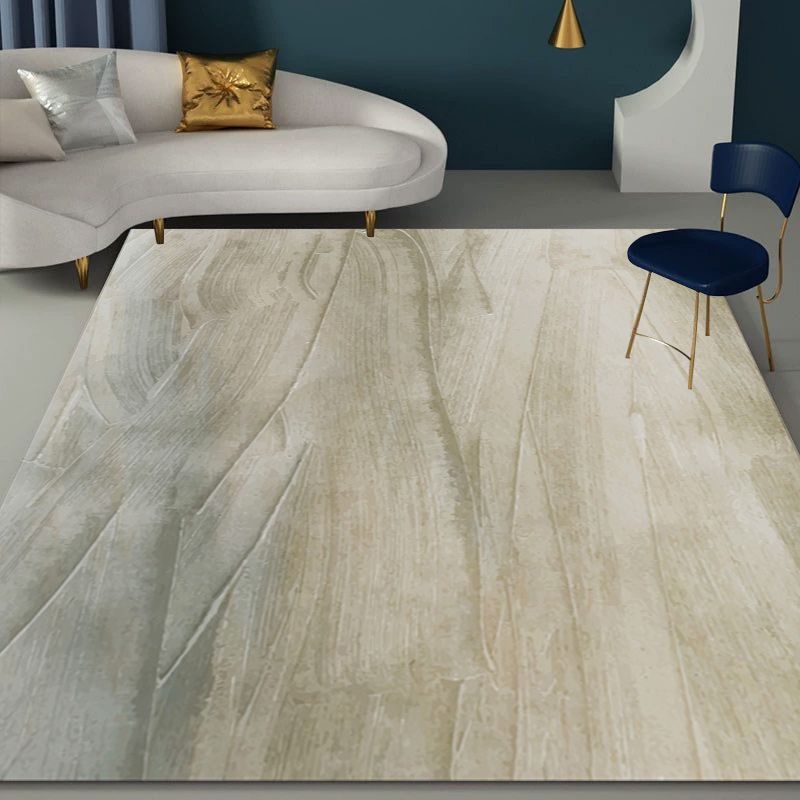Modern Living Room Rug in Brown Abstract Print Rug Polyester Machine Washable Non-Slip Area Rug