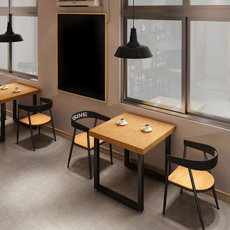 Square Wooden Dining Table Industrial Sled Base Dining Table