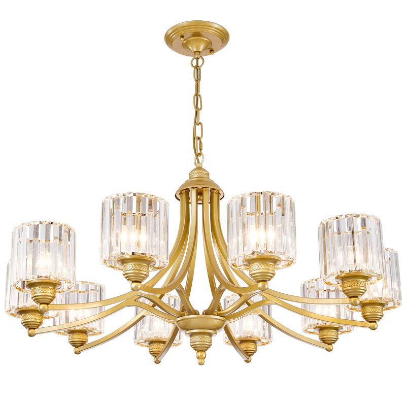 Modern metaalhangende kroonluchter lichtcilinder helder kristal schaduw plafond kroonluchter voor woonkamer