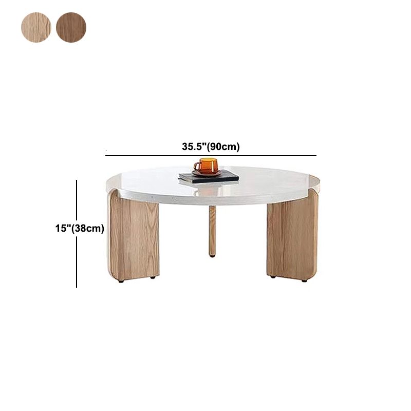 3 Legs Single Coffee Table Wooden Modern Beige/Brown Cocktail Table