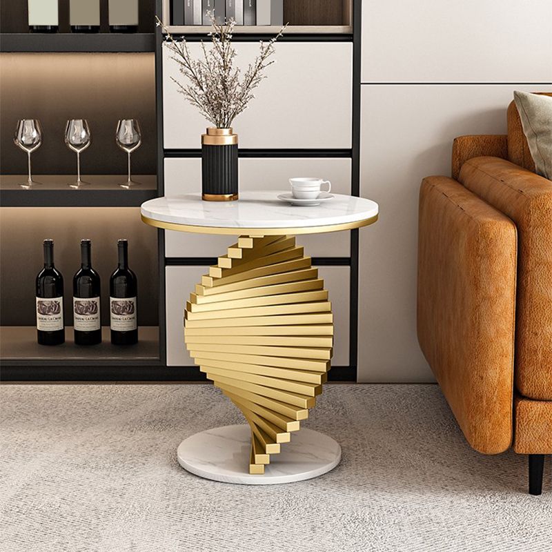 Contemporary Round Metal Coffee Table Modern Cocktail Table for Living Room