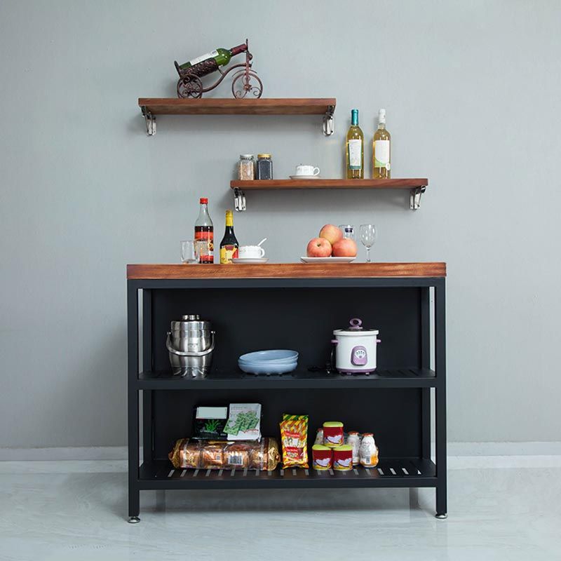 Industrial Stationary Kitchen Island table Metal Rectangular Kitchen Island Cart