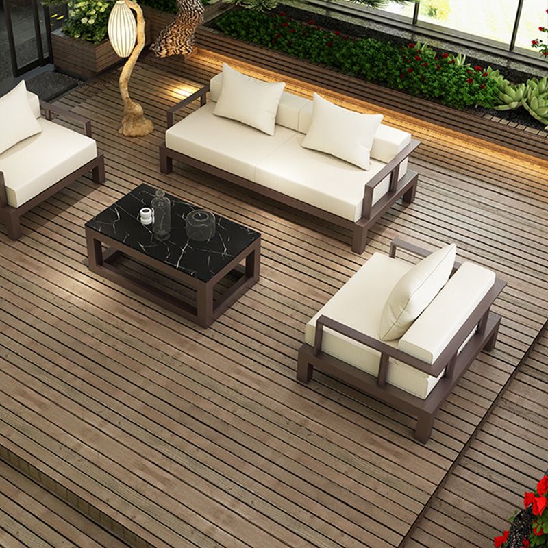 Aluminum Outdoor Patio Sofa White 1 Piece Patio Sofa with Cushion