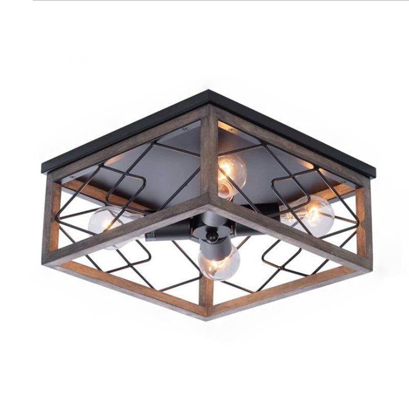 Luminaires encastrés carrés, lustre métallique industriel à montage au plafond pour couloir