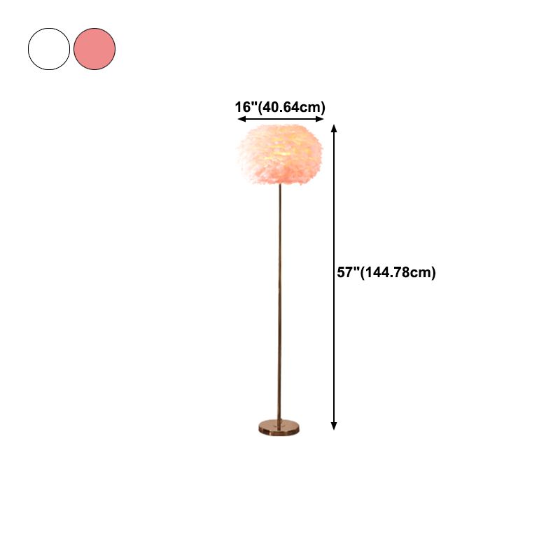 Ball Shape Floor Light Nordic Style Feather Floor Lamp for Living Room