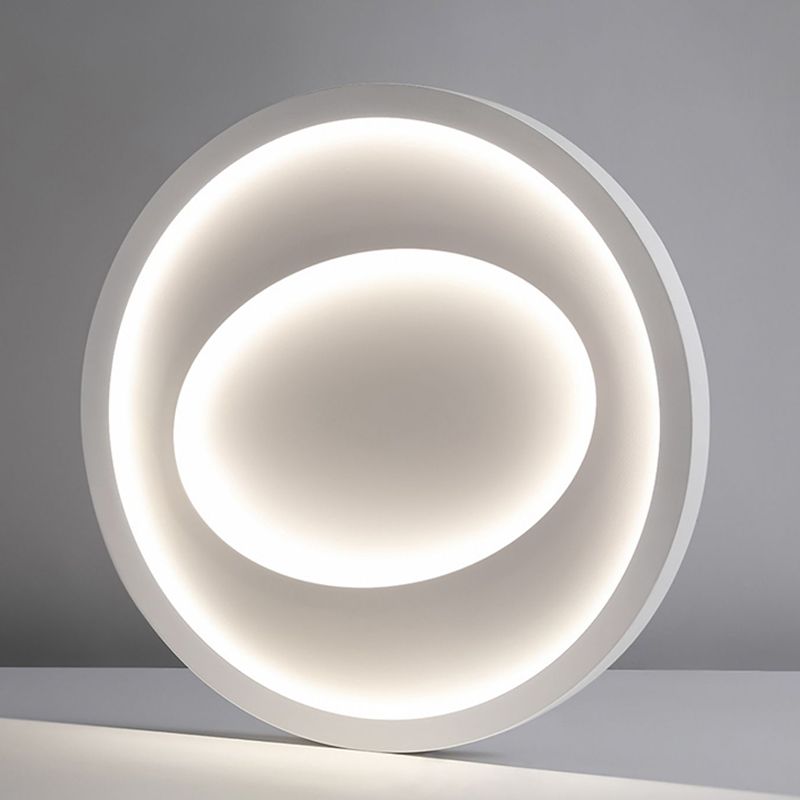 Minimalism Circle Flush Mount Ceiling Light Fixture in White for Bedroom