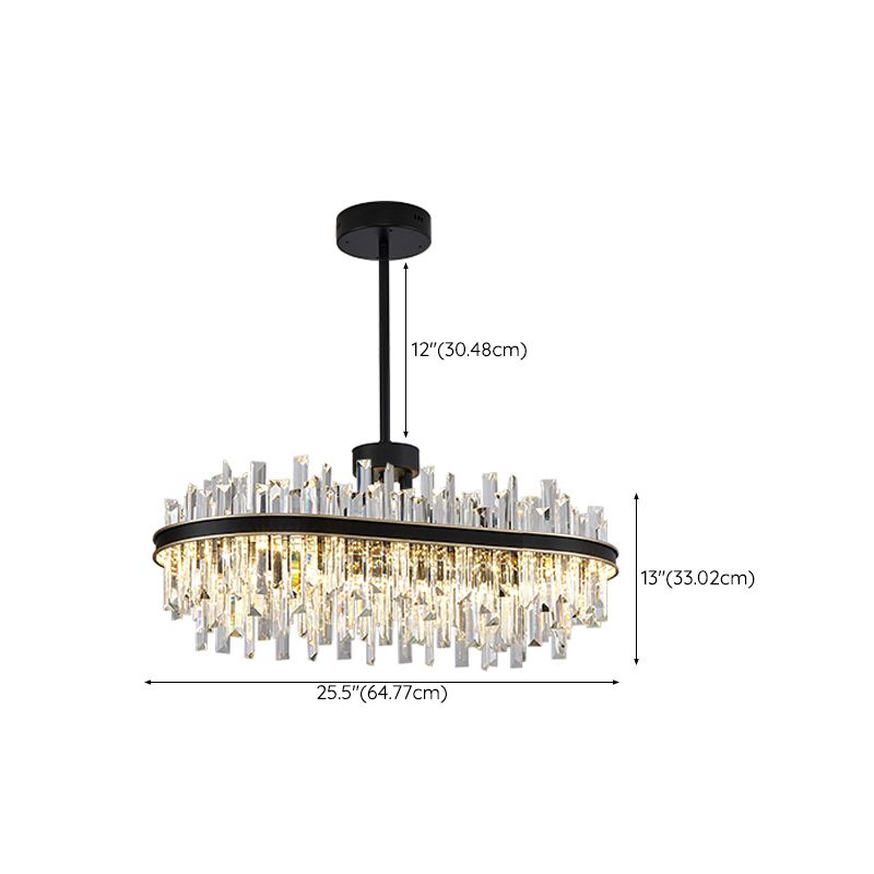 Metal Contemporary Pendant Light with Crystal Shade for Living Room