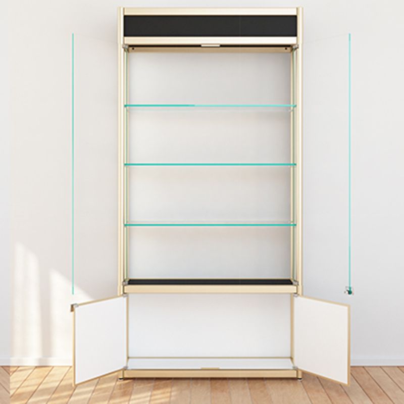 Black Curio Cabinet Modern Metal Display Stand with Locking Door
