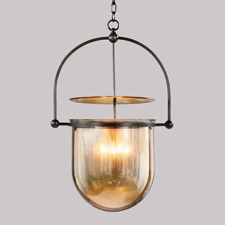 1 Light Caged Glass Hanging Light Fixtures Retro Industrial Style Glass Ceiling Light for Restaurant
