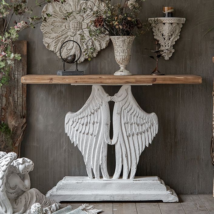 Wood French Country Console Table Distressed Accent Table with Shelf