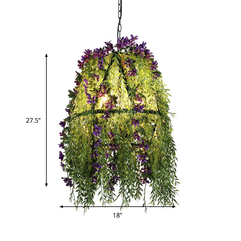 Cage de diamant à 4 balles Light Light Industrial Black Metal Plant Éclairage d'éclairage en suspension pour le restaurant