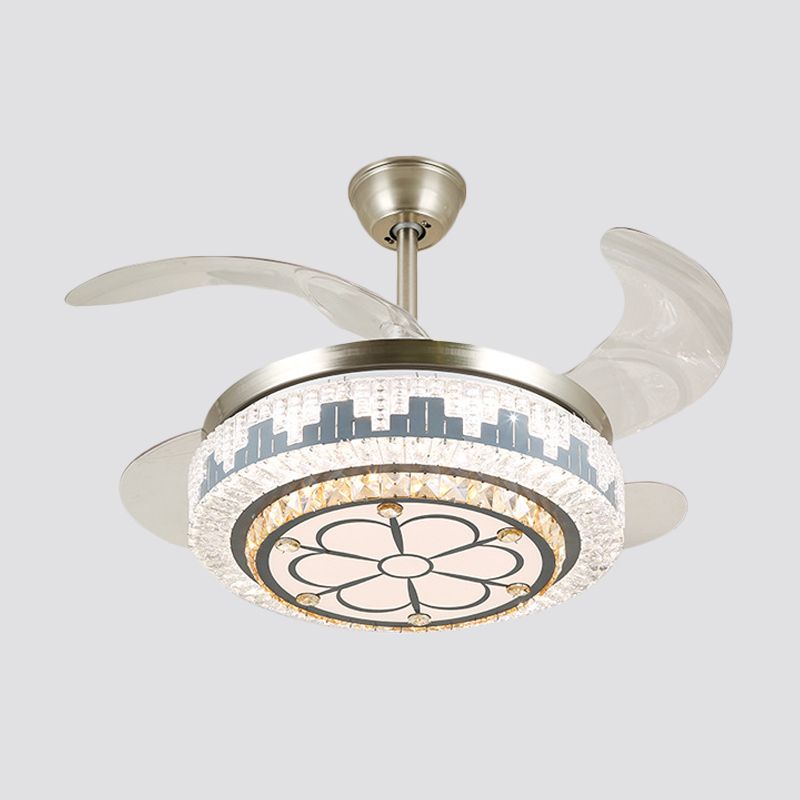 Geschichtete Esszimmer Hängende Lüfterleuchte leichte kristall 19 "breite LED Moderne Semi -Flush Deckenlampe, 4 Klingen