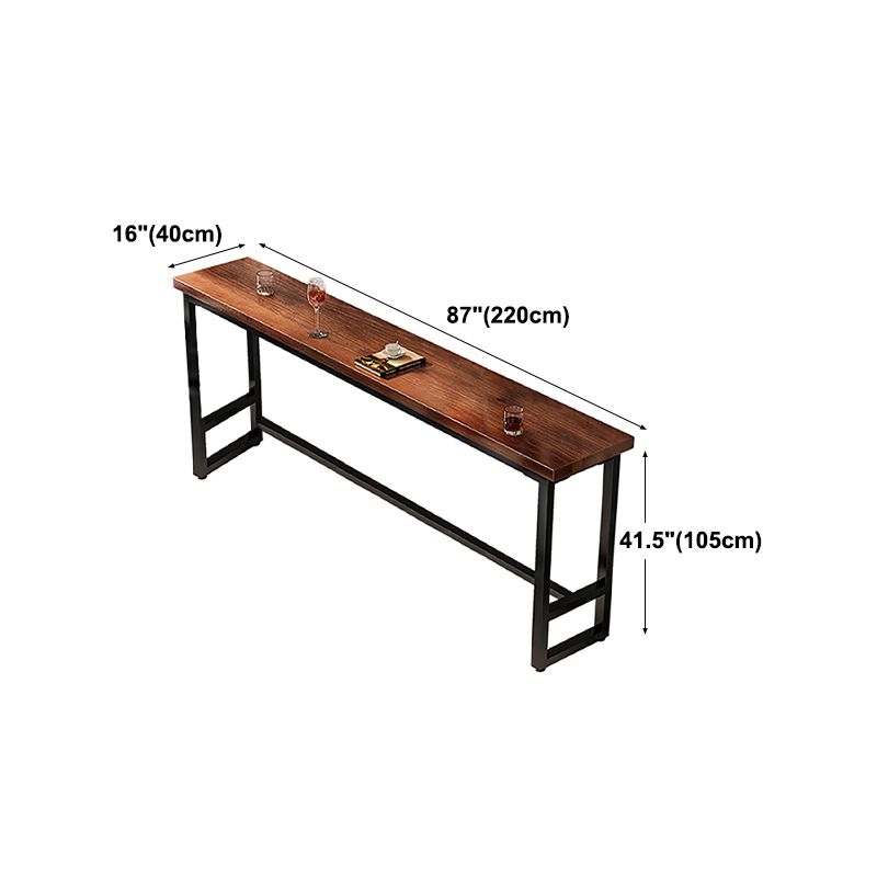 Rectangle Brown Indoor Event and Cocktail Table Trestle Wood Bar Height Pub Table