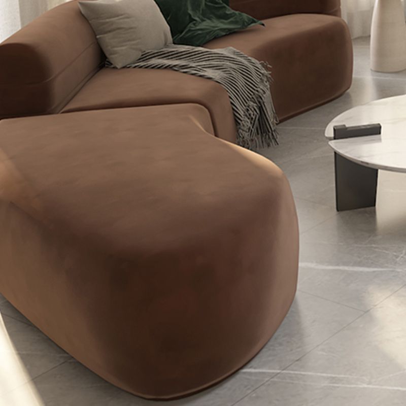 Velvet Sectional Sofa Contemporary Coffee Sofa for Living Room