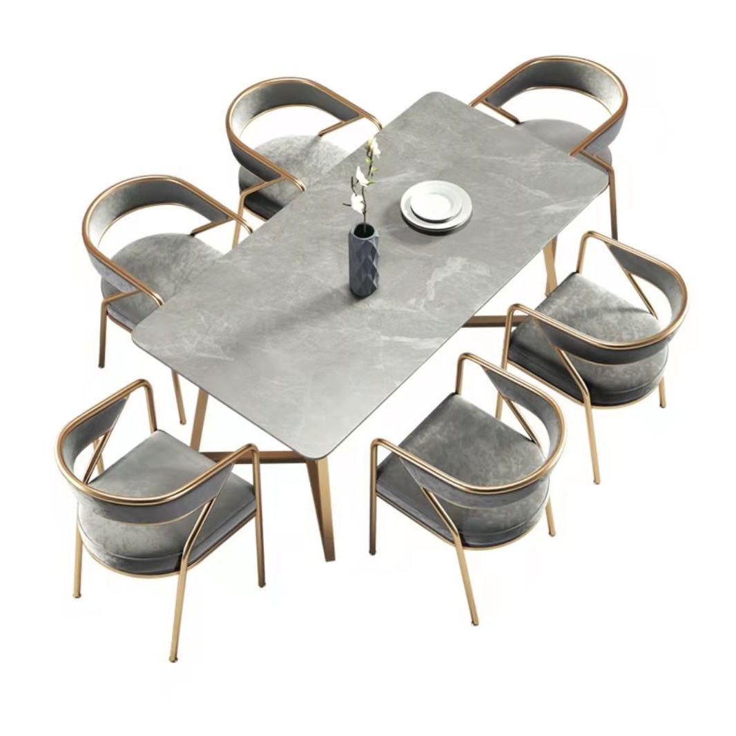 1/4/5/7 Pcs Metal Scandinavian Dining Room Set with Rectangle Table Dining Set