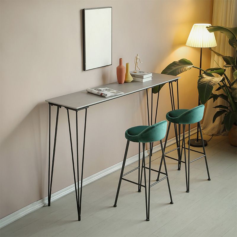 Industrial Footrest Counter & Bar Stool Low Back Indoor Velvet Counter Stool