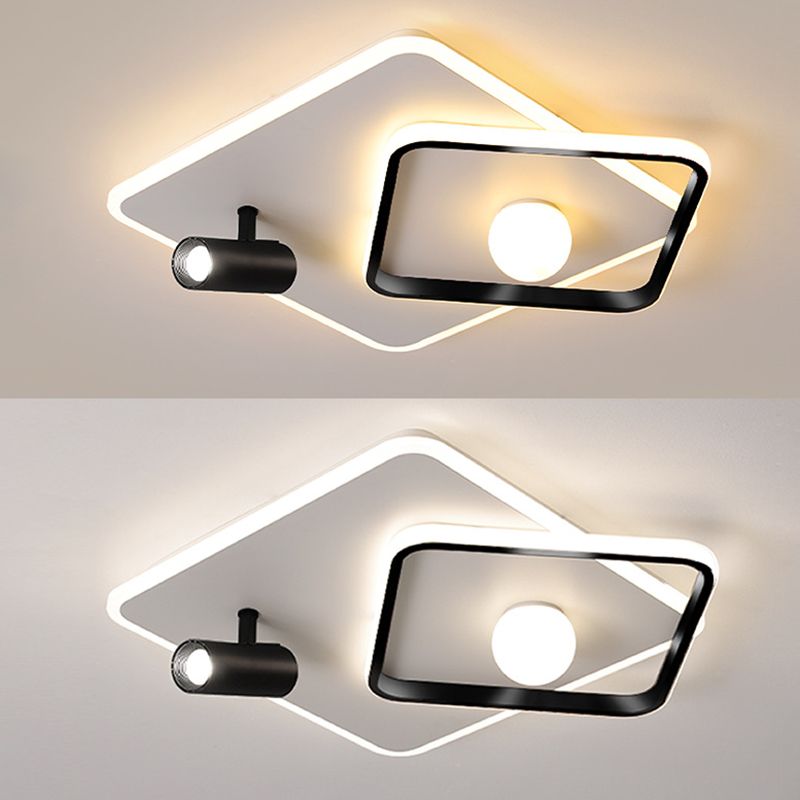 Modern Style Metal Ceiling Mounted Fixture Bedroom Flush Light with 1 Spotlight