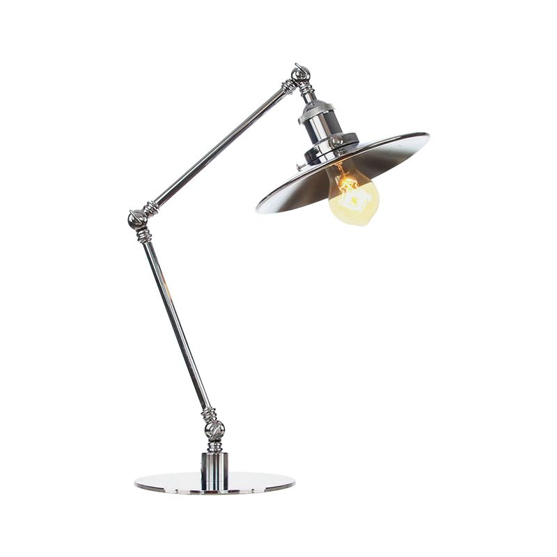 Tapered Study Room Desk Lighting Metal 1 Light Industrial Reading Book Light with 8"+8"/8"+8"+8" Length Arm in Chrome