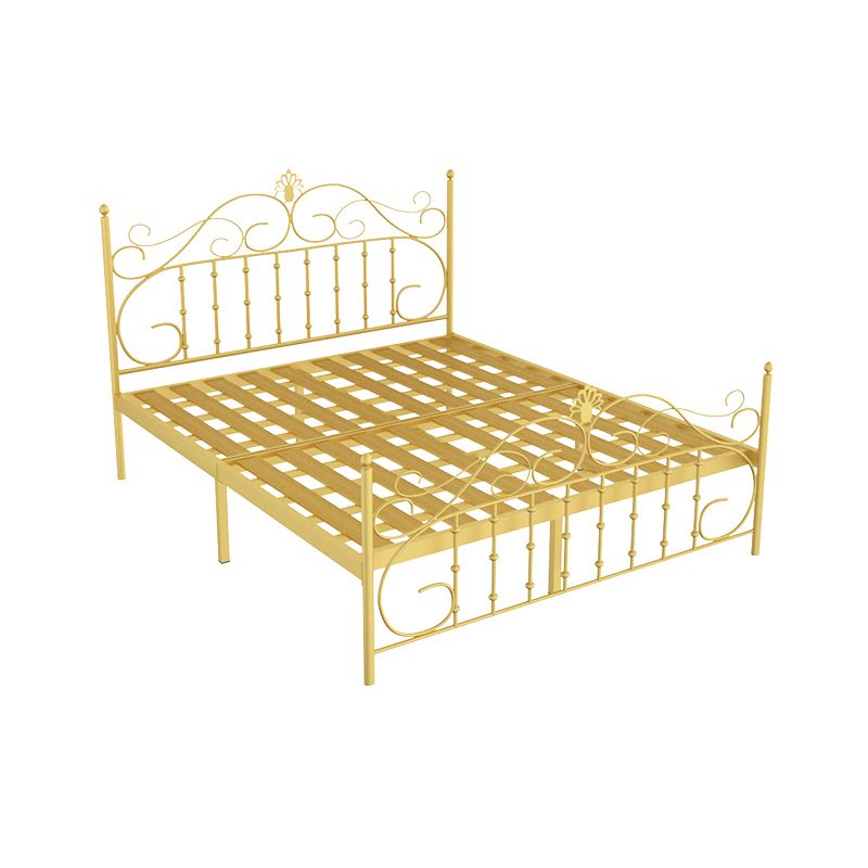 Contemporary Metallic Open-Frame Bed 48.4" Tall Bed with Arched Headboard
