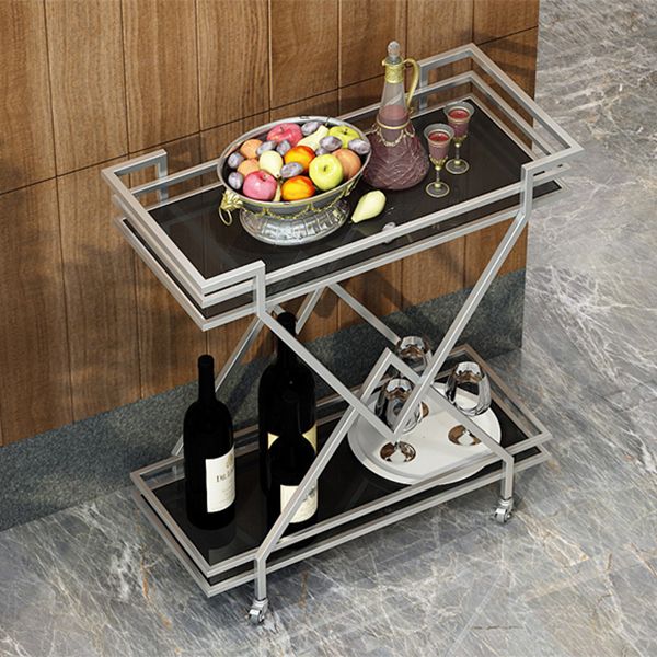 Rolling Contemporary Style Prep Table Metal Prep Table for Kitchen