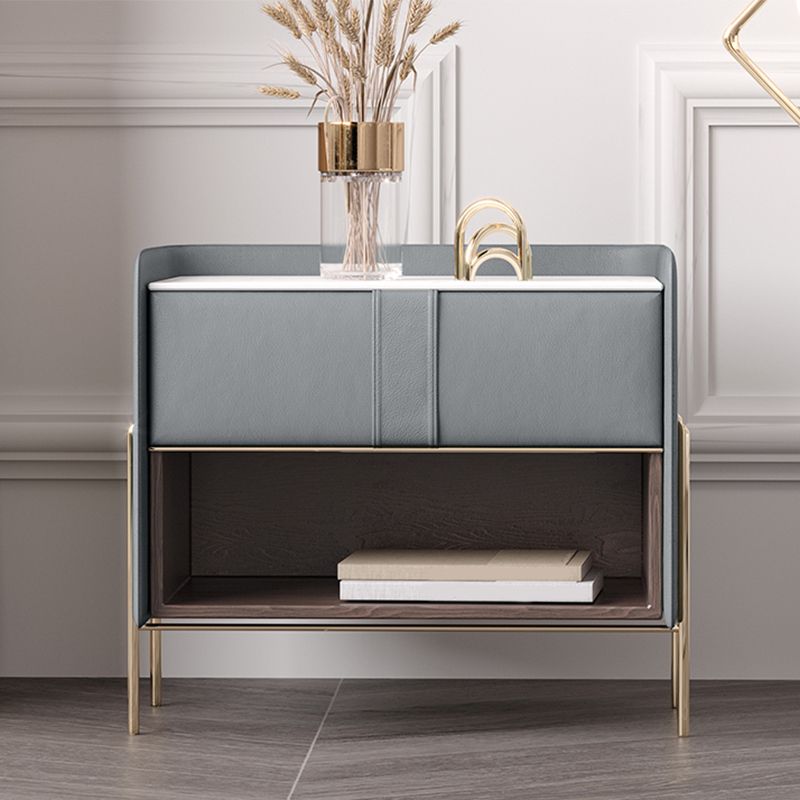 1-Drawer 1-Shelf Accent Table Nightstand 20.47" Tall Stone Nightstand