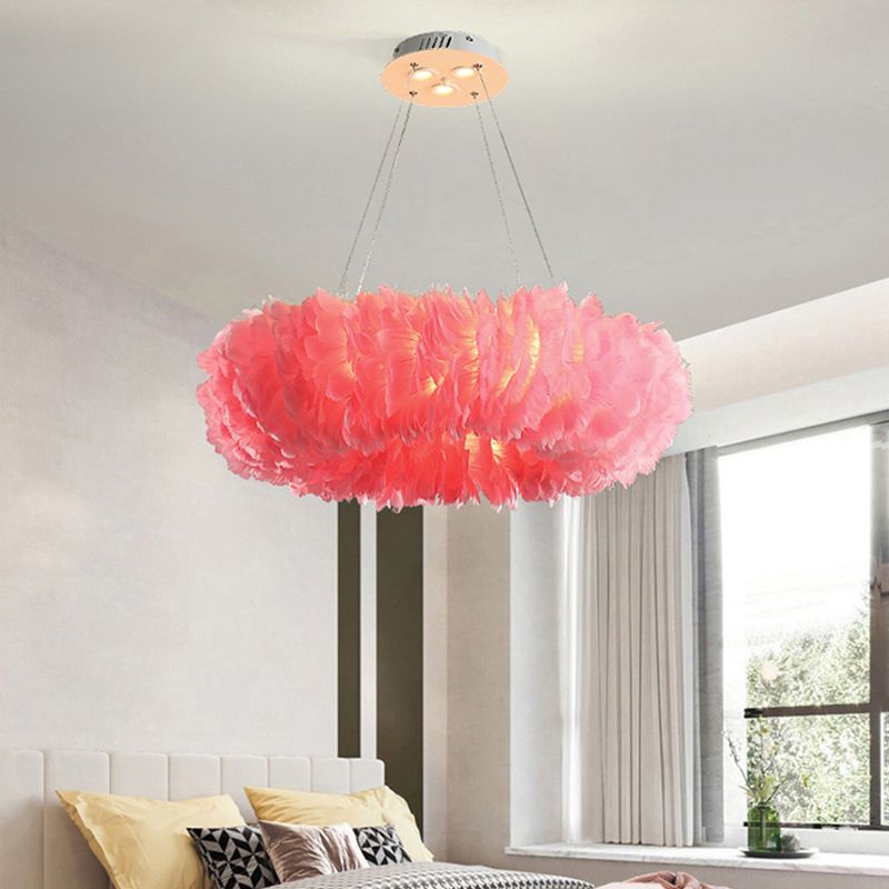 Nordic Loop Shaped Chandelier Pendant Feather Dining Room Suspended Lighting Fixture