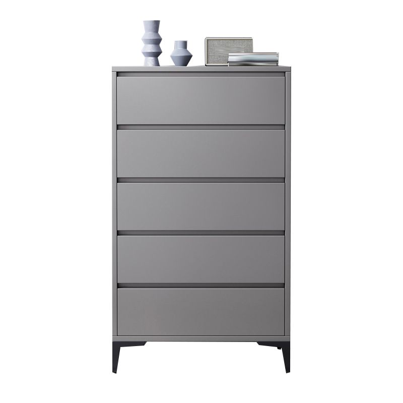 Contemporary Storage Chest Engineered Wood Bedroom Chest in Gray with Drawers