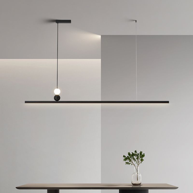 Aluminum and Acrylic Ceiling Pendant Fixture Linear Kitchen Island Fixture in Dark Black