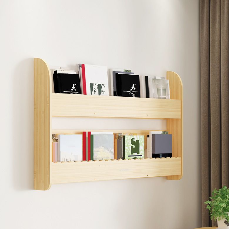 Contemporary Style Bookshelf Solid Wood Wall Mounted Bookcase for Home Office