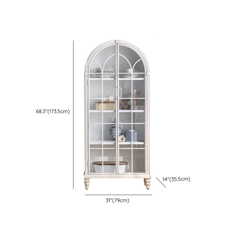 Traditional Glass Doors Display Stand Pine Wood Storage Cabinet for Dining Room