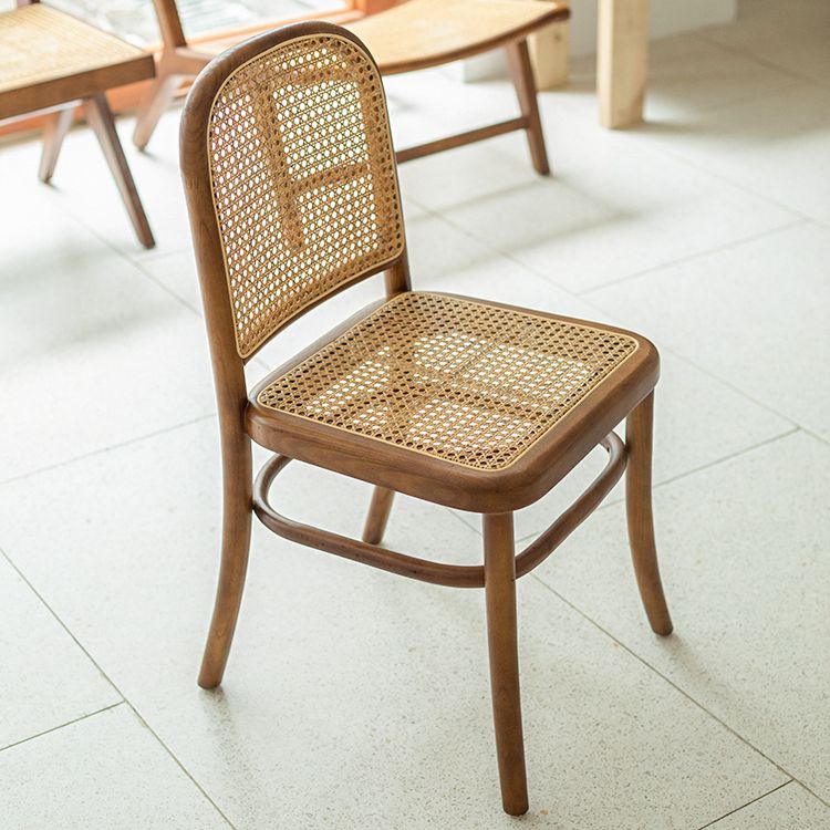 Silla de comedor tradicional sin brazos, sillas laterales con respaldo abierto y patas de madera