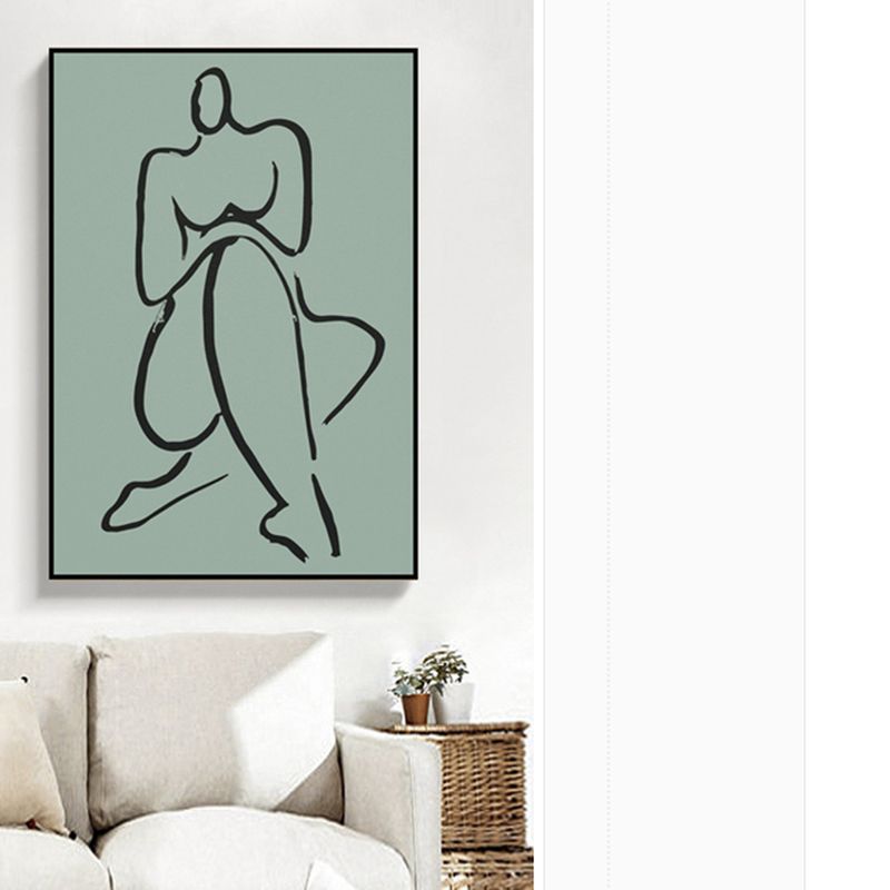 Pastel Line Figure Sketch Canvas Textured Minimalist Sitting Room Wall Art Print