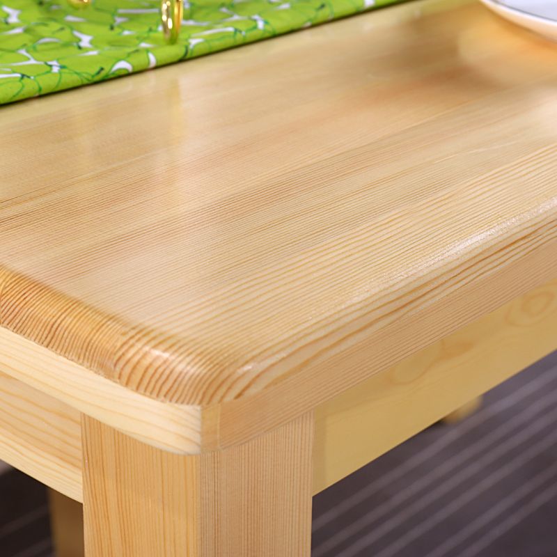Modern Pine Natural Rectangular Top Dining Table with 4 Legs