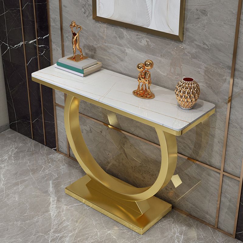 Stone Console Table Modern 31.5-inch Tall Accent Table with Shelf