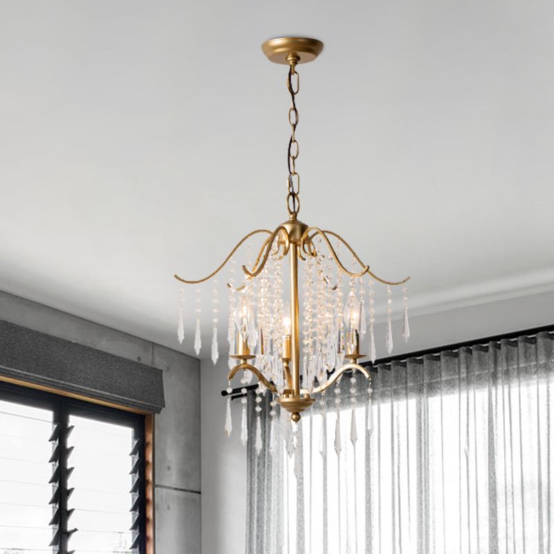 Candlestick Restaurant Affermazione del lampadario Modernismo sospeso Crystal Droplet 3/4 Light Aione d'oro