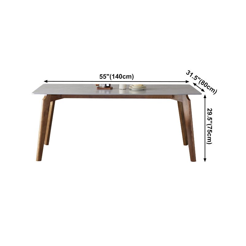 Rectangle Grey Top Dining Table Mid-Century Modern Sintered Stone Table with 4 Legs
