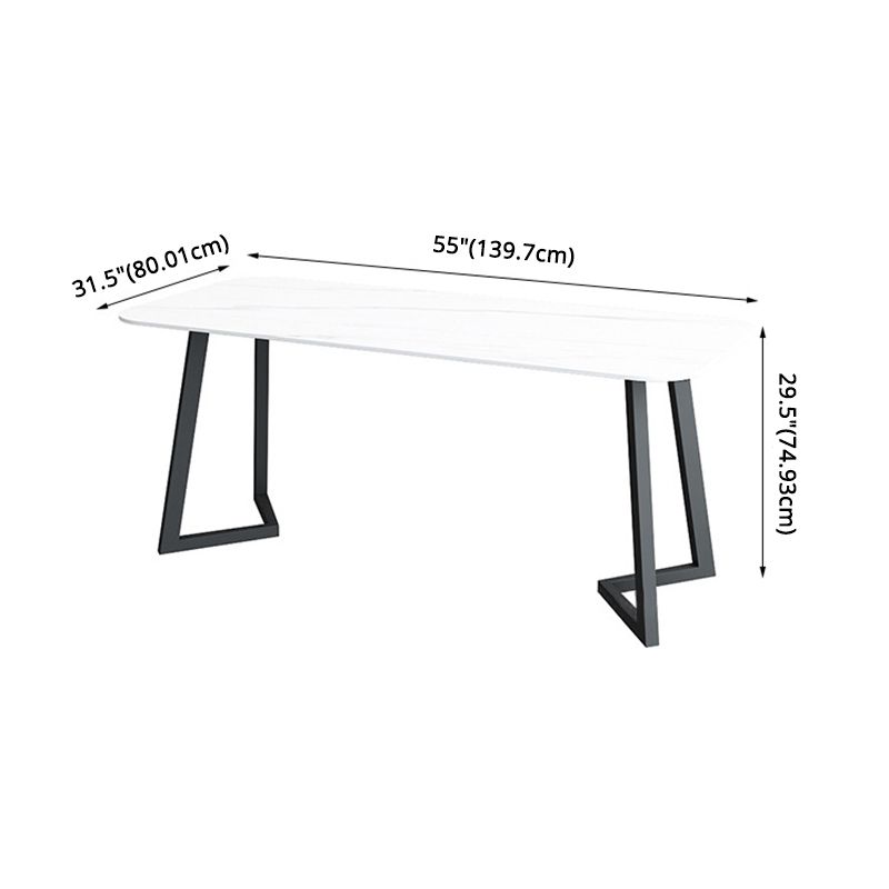 Contemporary Sintered Stone Standard Dining Set Black & White Rectangle Shape Dining Set for Kitchen