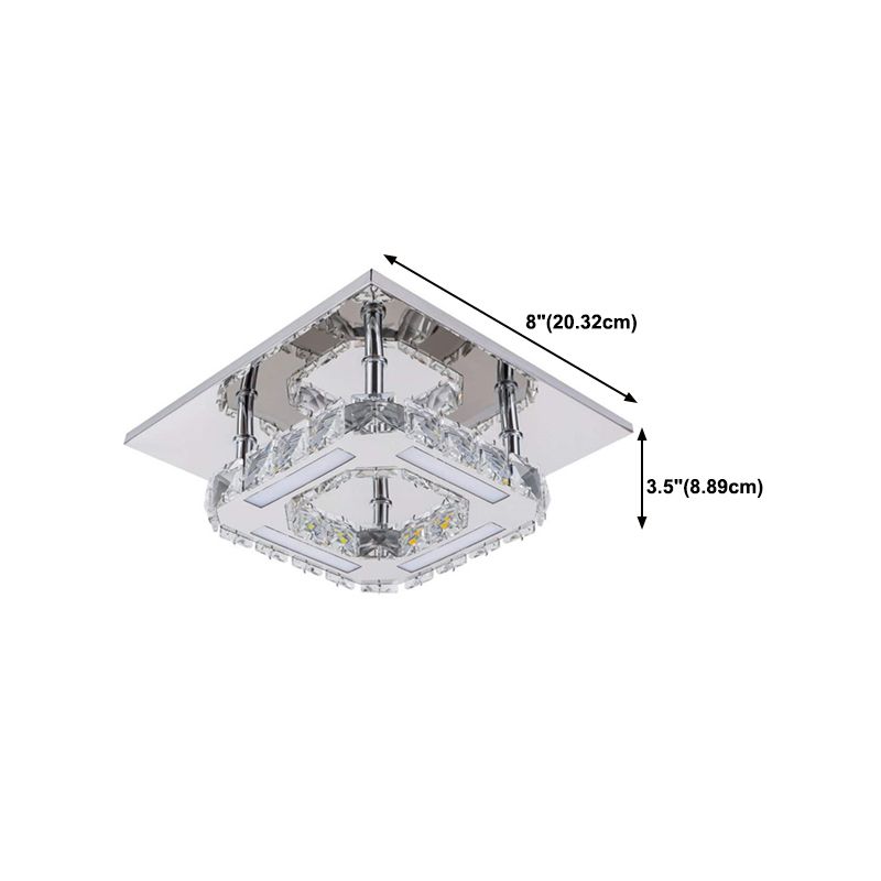 Crystal Square Flush Mount Lights Contemporary Style 1 Light Flush Ceiling Lights