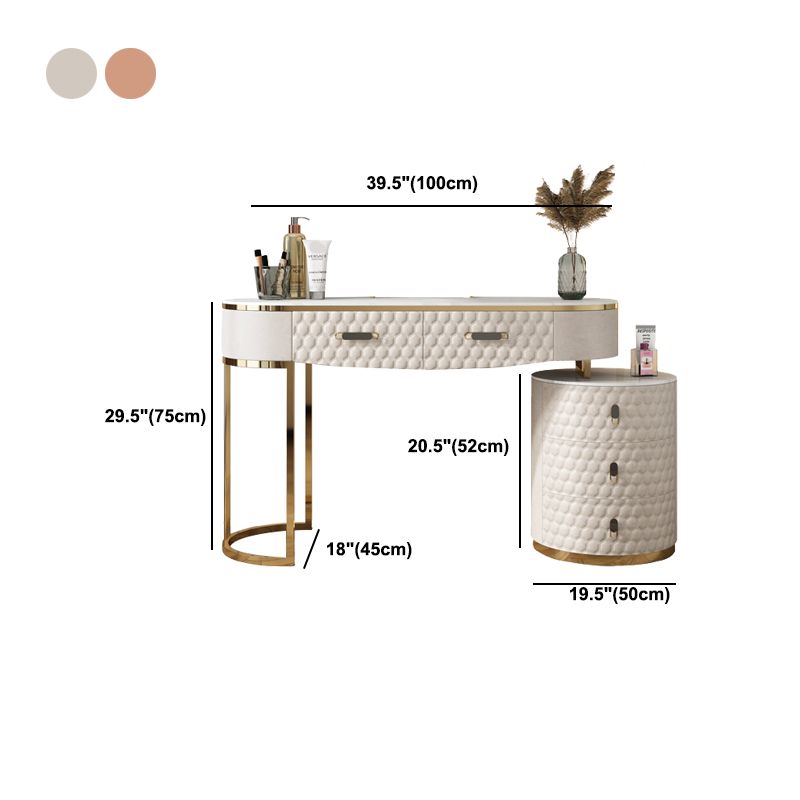 5 Drawers 29.52" High Vanity Set with Stool Faux Leather Dresser