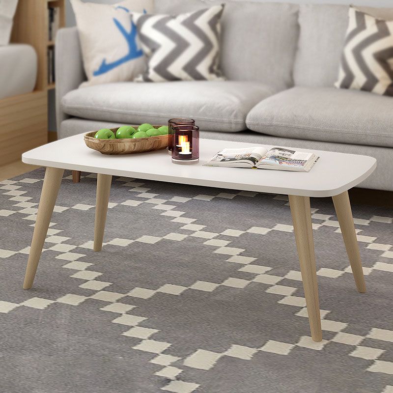 Modern 4 Legs Cocktail Table Rectangular Coffee Table - White/Wood