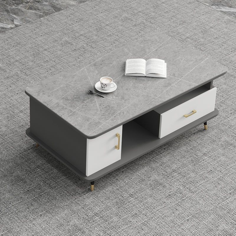 Modern Style Slate White/grey/black Top Rectangular Coffee Table
