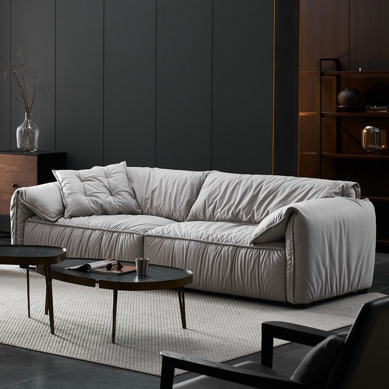 Contemporary Standard Pillow Top Arm Sofa Couch with Pillows in Grey