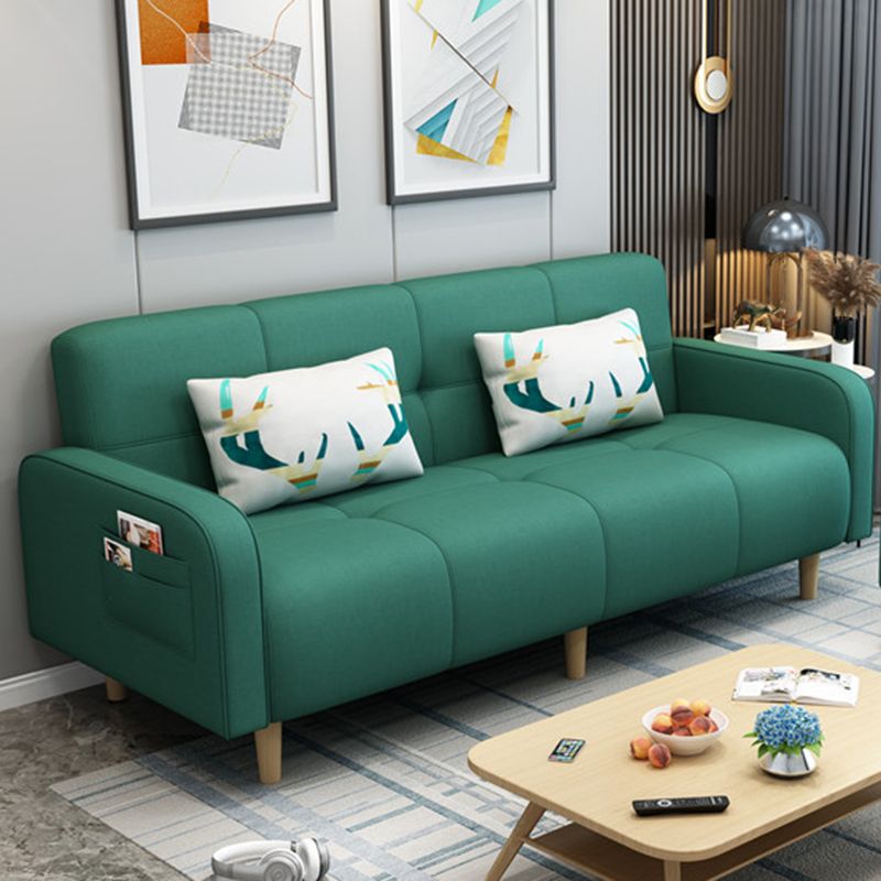 Modern Square Arm Standard Sofa Bed Dual Purpose Sofa with Bolster Pillows for Living Room