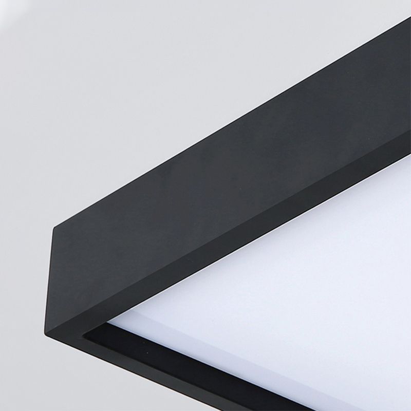 Black Square Flush Light with Acrylic Shade Contemporary Simple Metal LED Bedroom Ceiling Light Fixture in Warm / White, 16 "/19.5" Wide