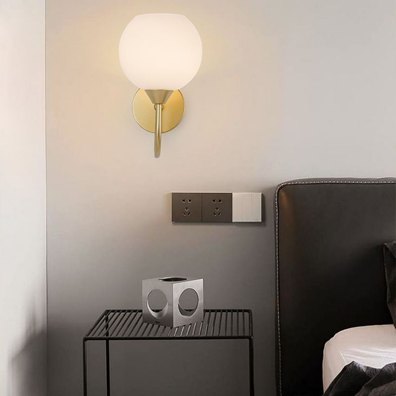 Nordic Style Wall Light Ball Shape Wall Lamp with Glass Shade for Bedroom