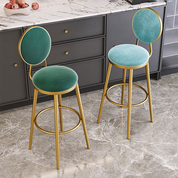 Glam Style Upholstered Fabric Dining Side Stools for Home Armless Low Back Barstool