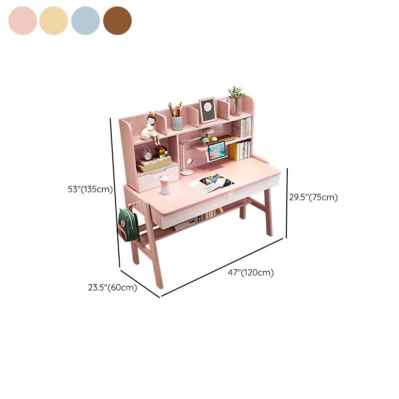 Contemporary Student Desk with Side Storage Hook in Solid Wood