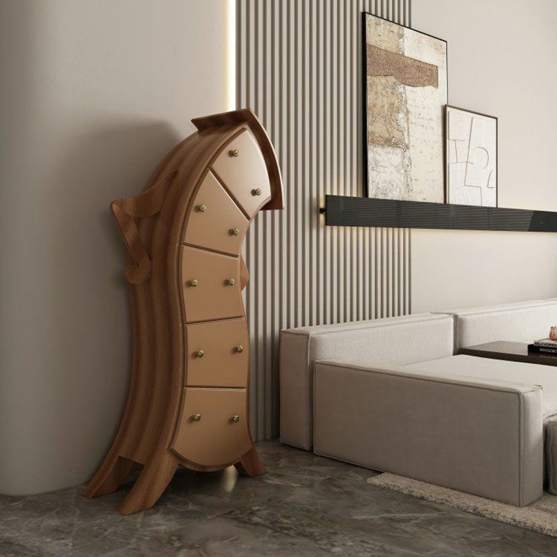 Glam Lingerie Chest Birch Vertical Storage Chest with Drawers for Bedroom