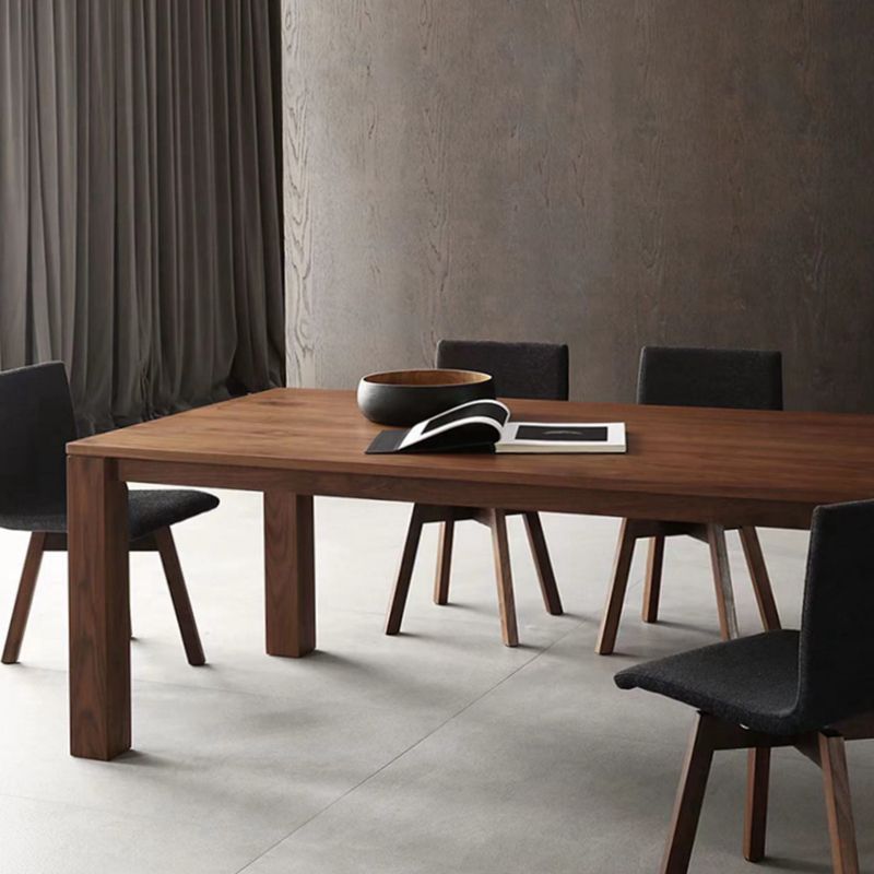 Modern Rectangle Dining Site Table Pine Solid Wood 4 Legs Dining Table in Brown