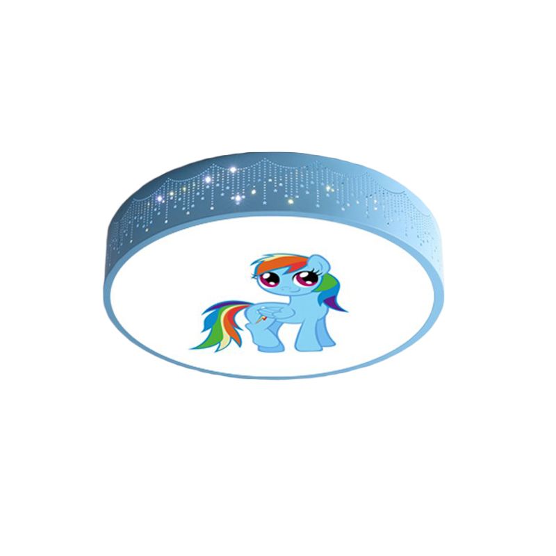 Lámparas LED incrustadas de dibujos animados, lámpara de techo con patrón de Unicornio rosa / azul, con pantalla de acrílico